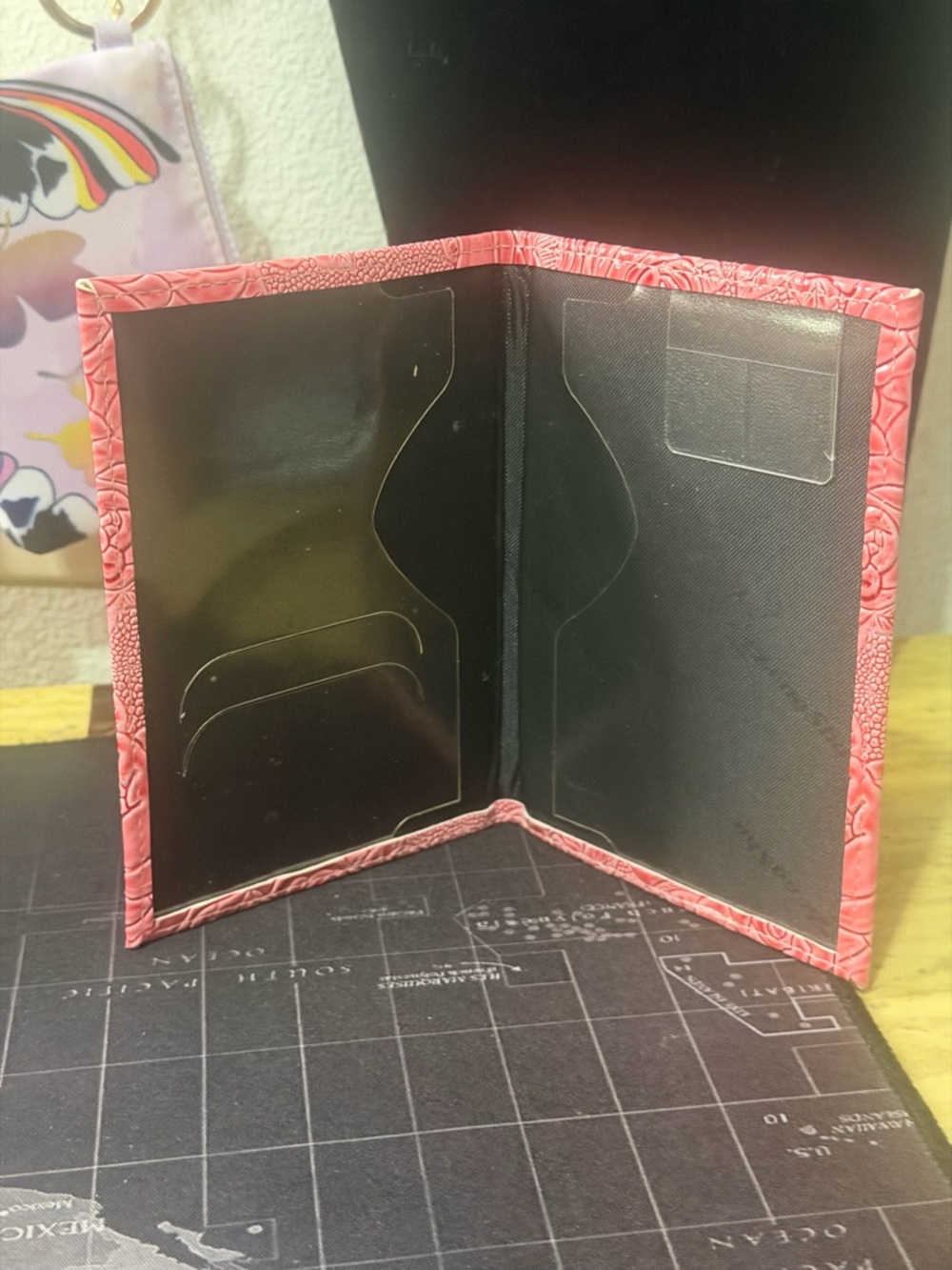 Passport Holder Embossed Rose Pink - Picture 3 of 3